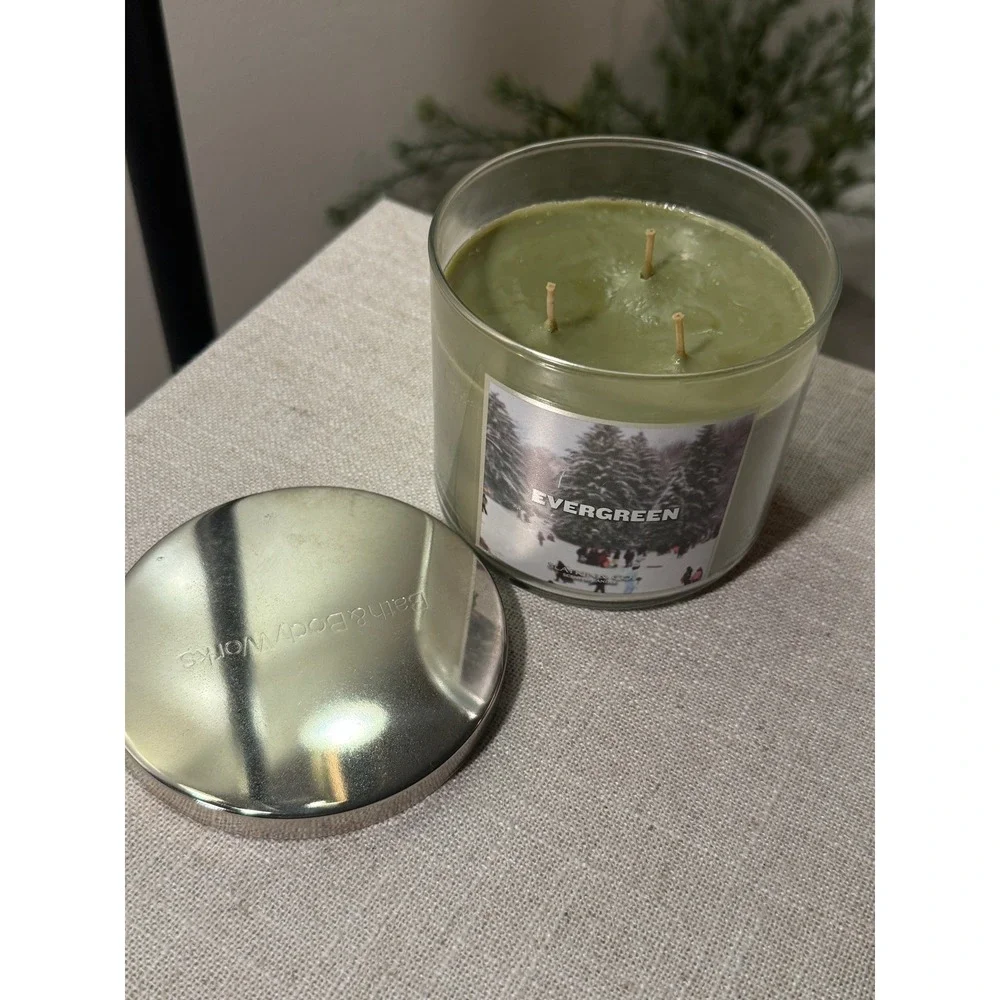 Slatkin & Co Evergreen Scented Candle Fir Needle White Birch‎ Winter Glass Jar
